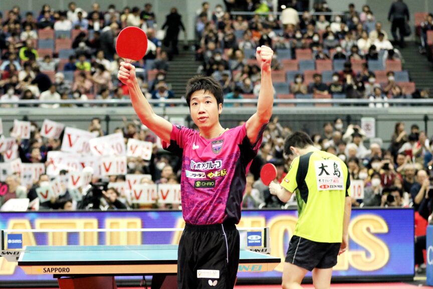 2019年度男子シングルス優勝の水谷（JTTA）