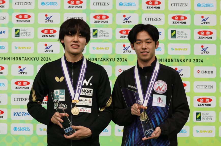昨年男子ダブルス優勝 小林広夢(左)・伊藤礼博(右)【JTTA】